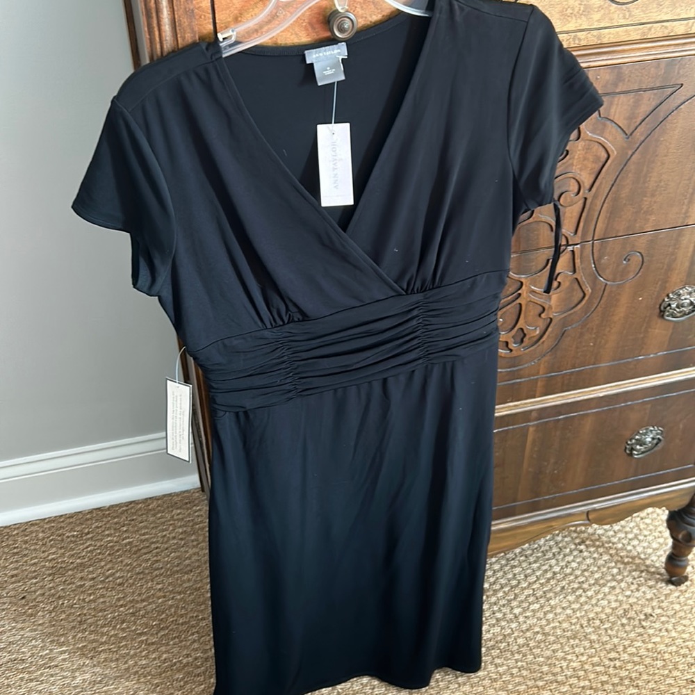 New Ann Taylor Black Short Sleeve Dress